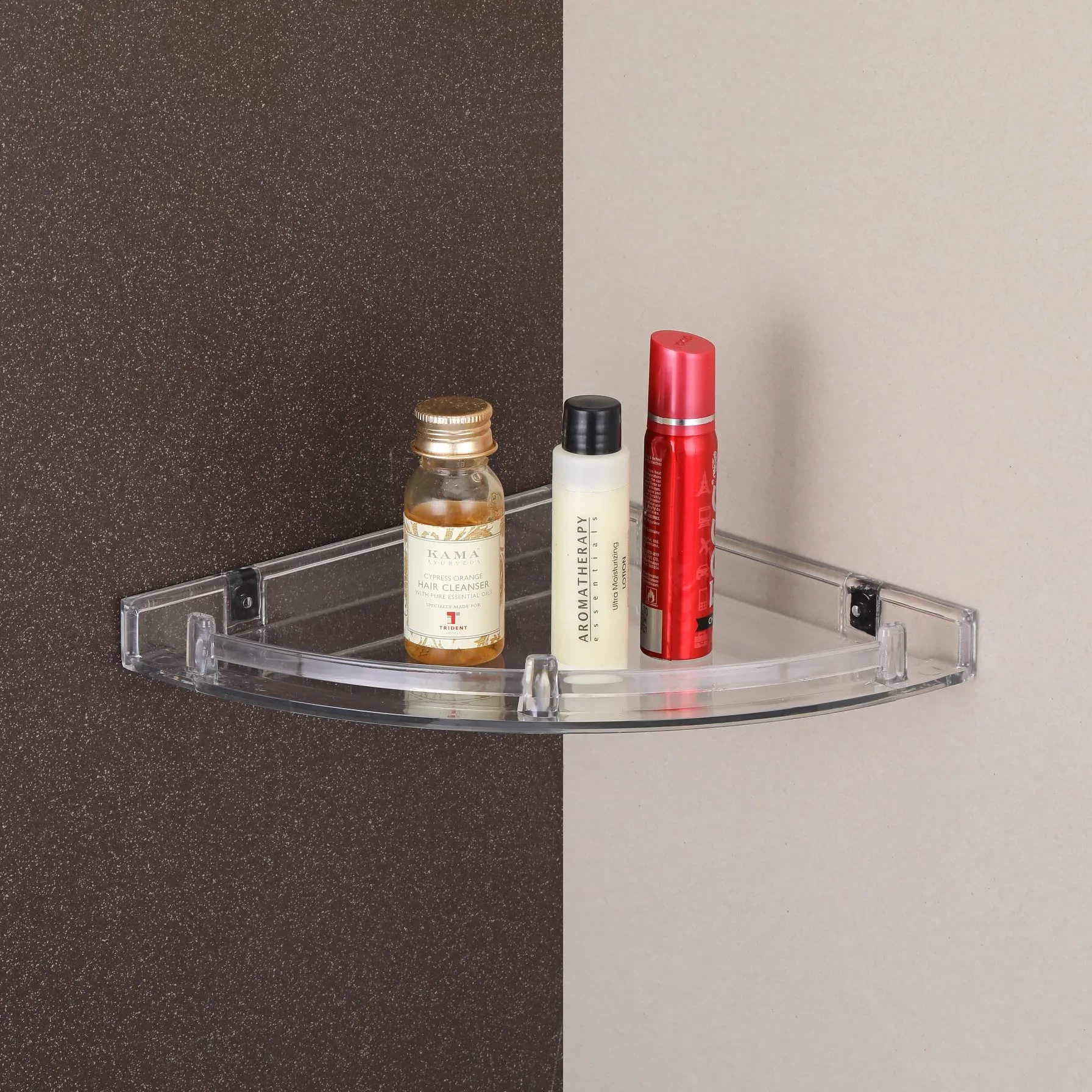 iSTAR Clear Transparent Plastic Soap Dish Tooth Brush Holder Home Acrylic Bathroom Faucets Accessories Corner Acrylic Wall Shelf 10 x 10 inch (Number of Shelves - 1, Clear)