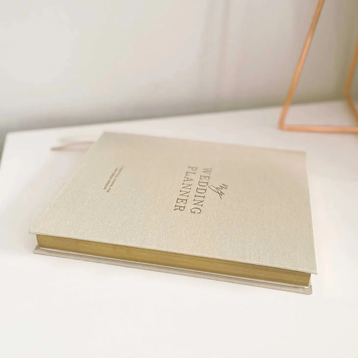 Ivory Cloth Wedding Planner Book with Gold Foil
