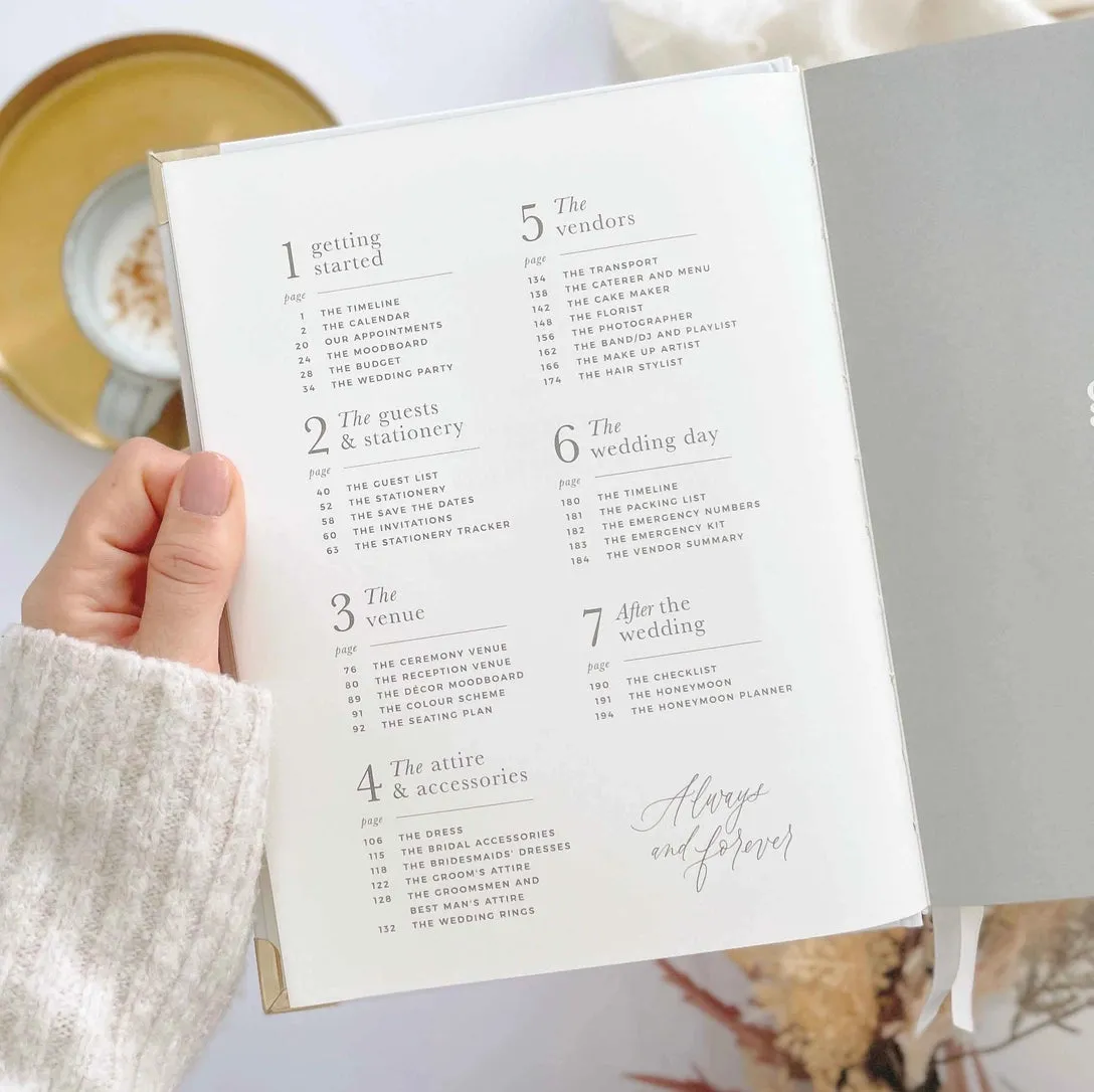 Ivory Cloth Wedding Planner Book with Gold Foil