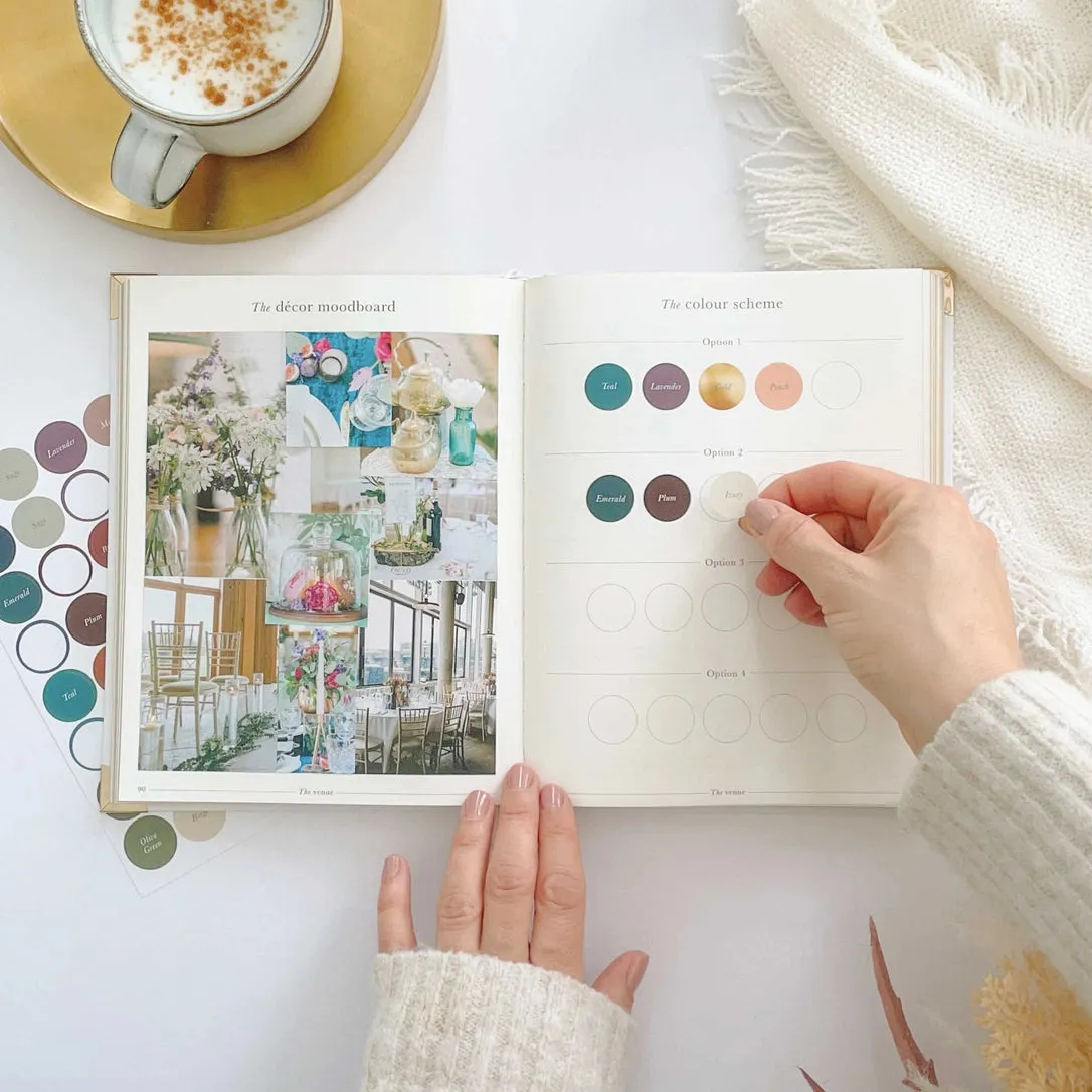 Ivory Cloth Wedding Planner Book with Gold Foil