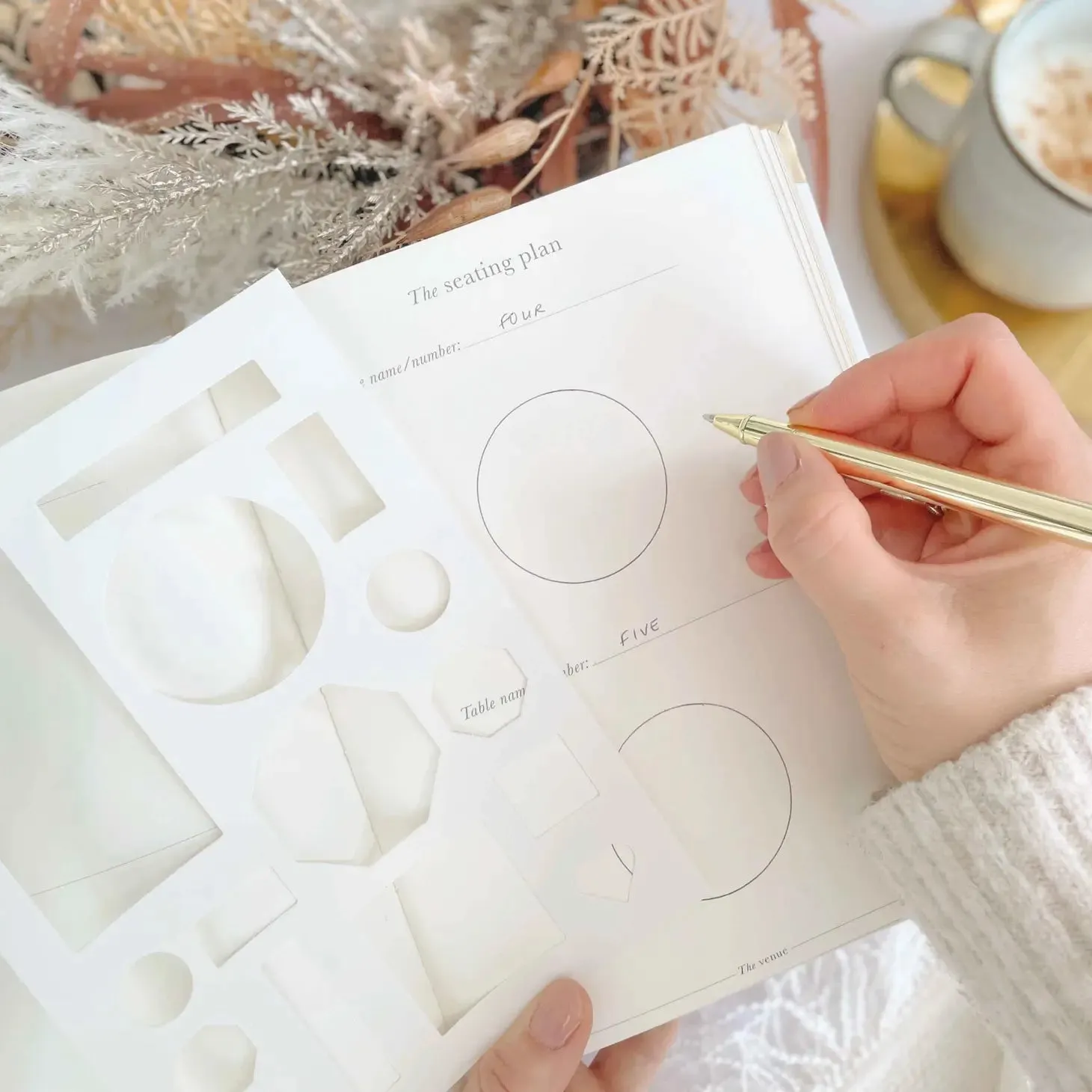Ivory Cloth Wedding Planner Book with Gold Foil