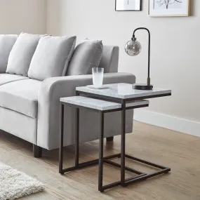 Jay Nest of Tables - Marble Effect & Black