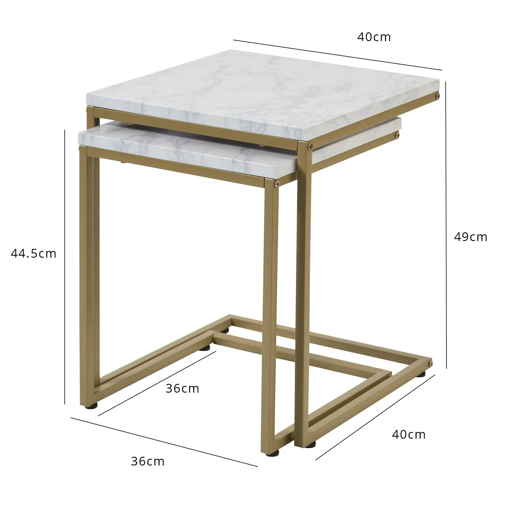 Jay Nest of Tables - Marble Effect & Gold