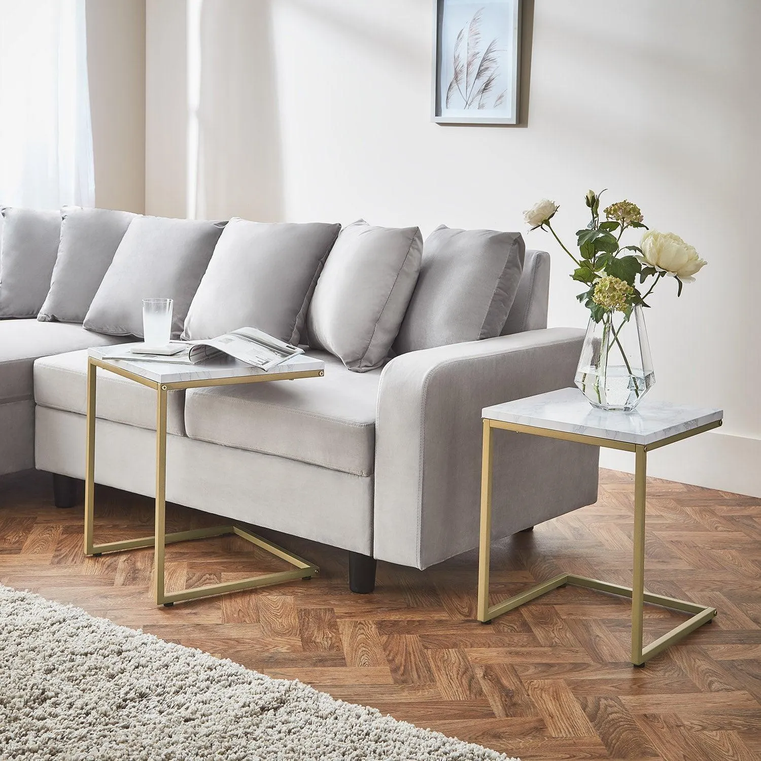 Jay Nest of Tables - Marble Effect & Gold