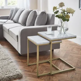 Jay Nest of Tables - Marble Effect & Gold