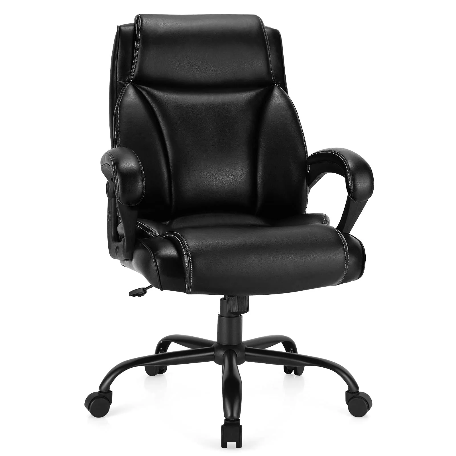 KOMFOTT 400 LBS Big and Tall Office, Leather High Back Executive Chair with Metal Base