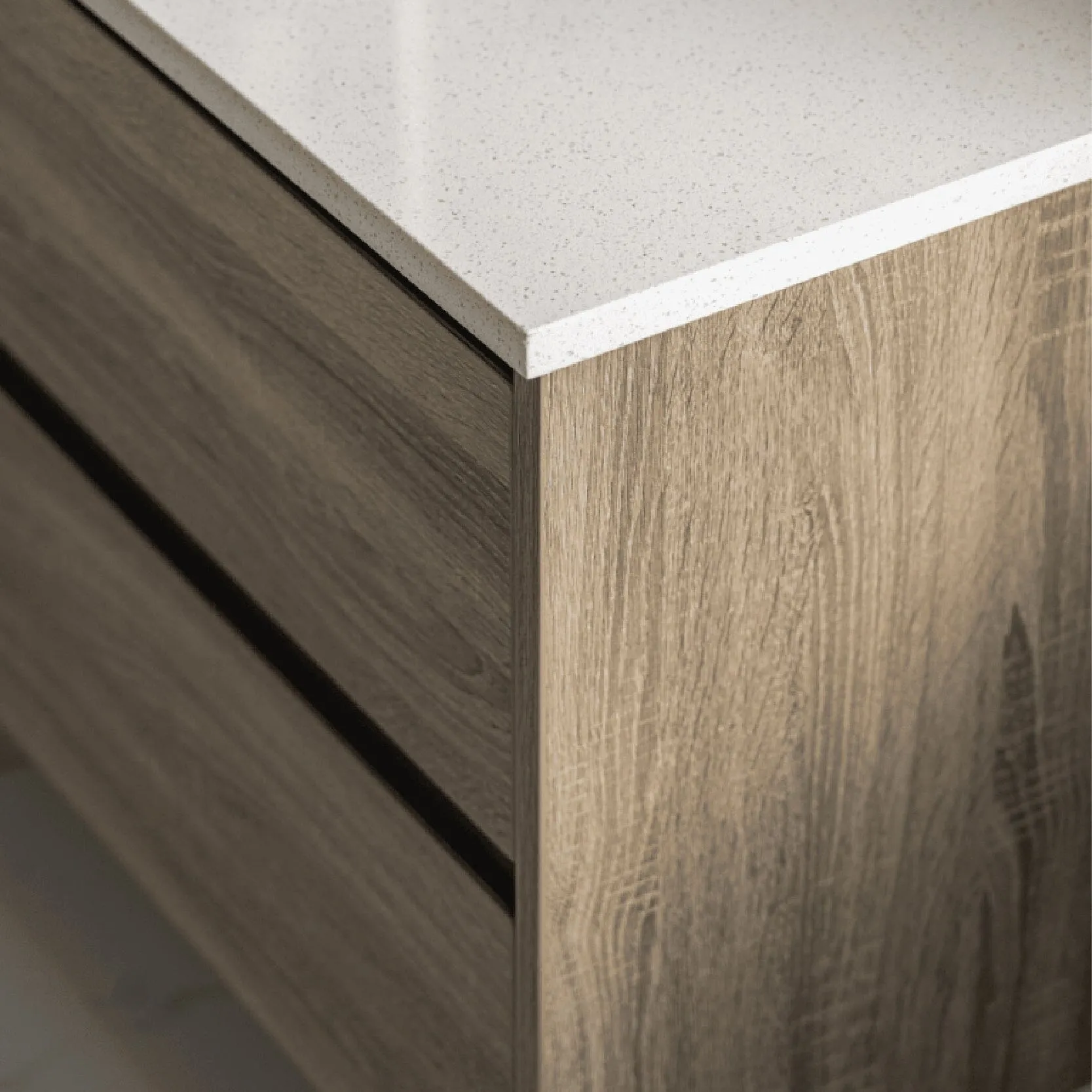 KRIS 1200mm Oak Timber Wall Hung Single Vanity   Ceramic Top
