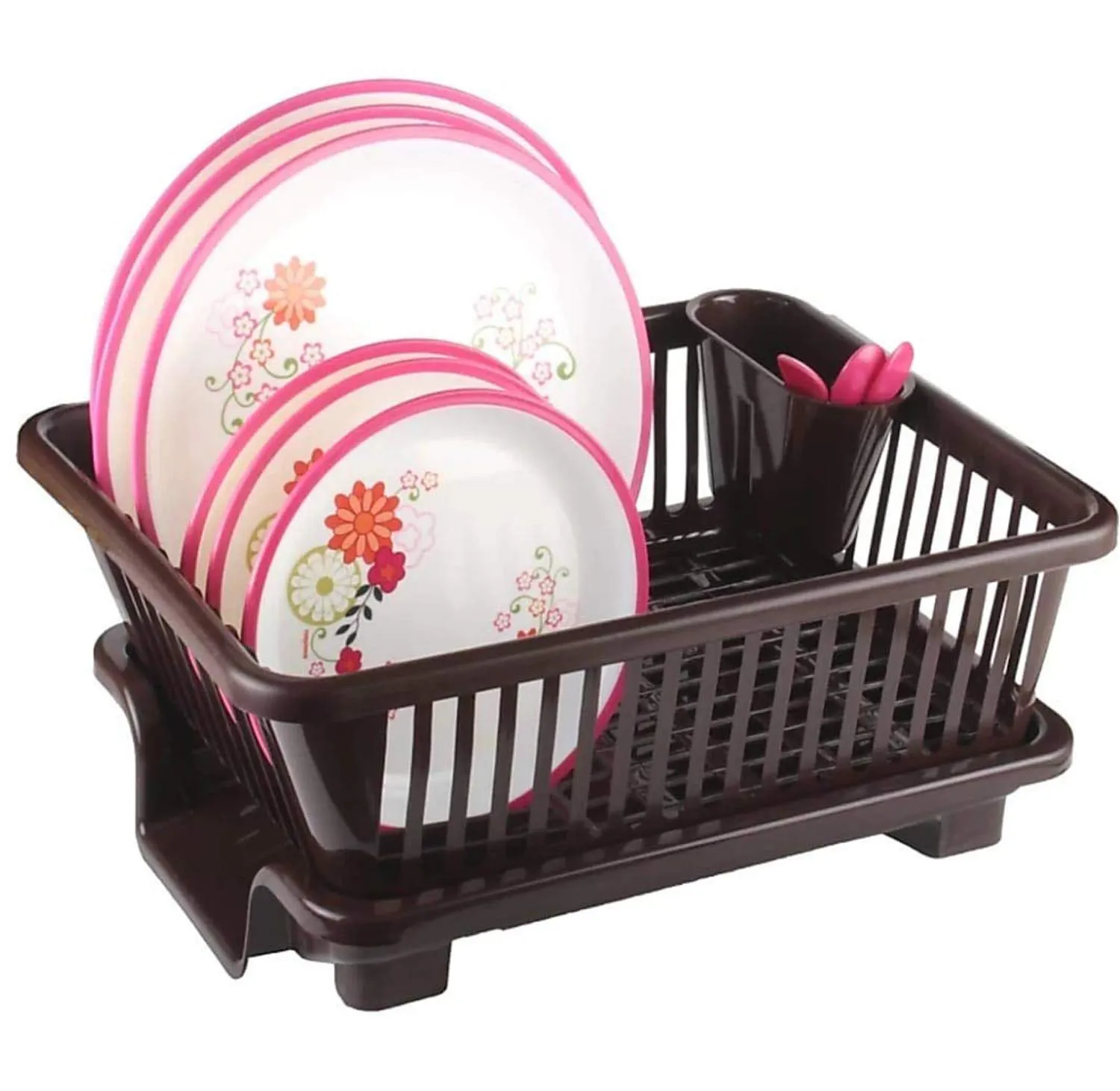 Kuber Industries Iron 2-Layer Dish Drying Rack|Storage Rack For Kitchen Counter|Drainboard & Cutting Board Holder|Premium Utensils Basket (Black)