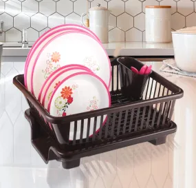 Kuber Industries Iron 2-Layer Dish Drying Rack|Storage Rack For Kitchen Counter|Drainboard & Cutting Board Holder|Premium Utensils Basket (Black)