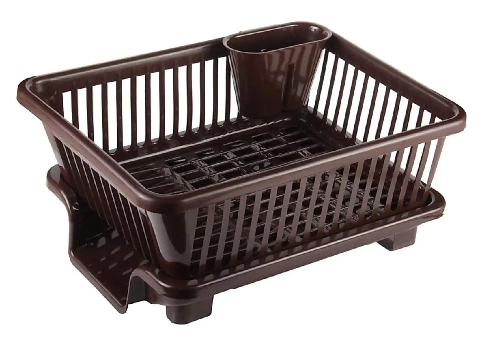 Kuber Industries Iron 2-Layer Dish Drying Rack|Storage Rack For Kitchen Counter|Drainboard & Cutting Board Holder|Premium Utensils Basket (Black)