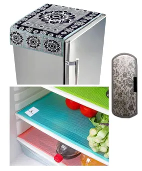 Kuber Industries PVC 3 Pieces Fridge Mats, 1 Piece Handle Cover and 1 Piece Fridge Top Cover (Multi) - CTKTC7623