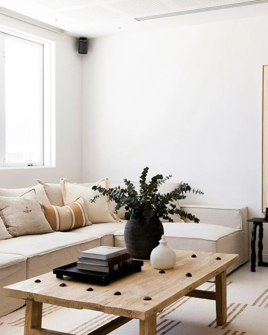 Large Elm Coffee Table with Stud Detail