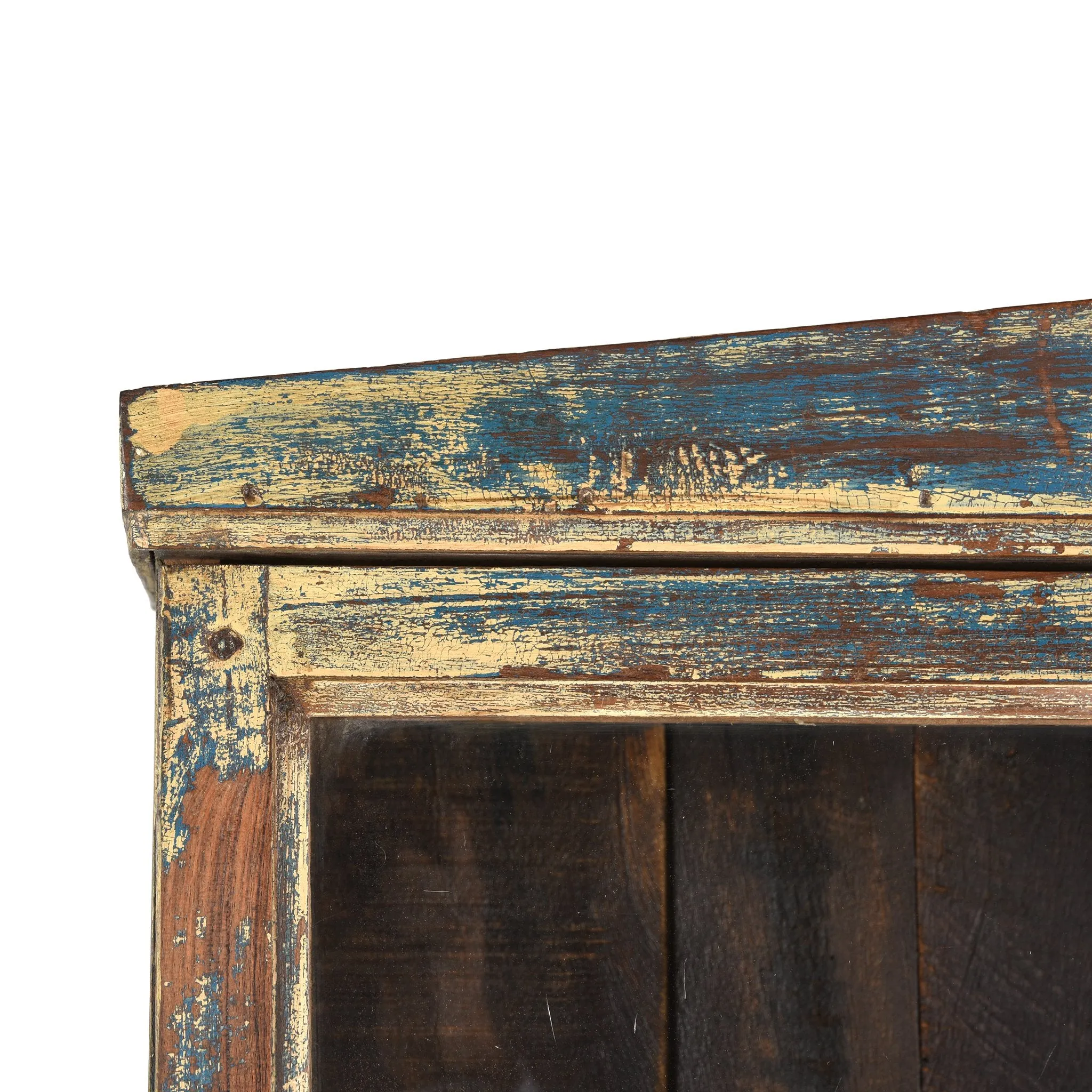 Large Painted Glass Wall Cabinet - Ca 1920