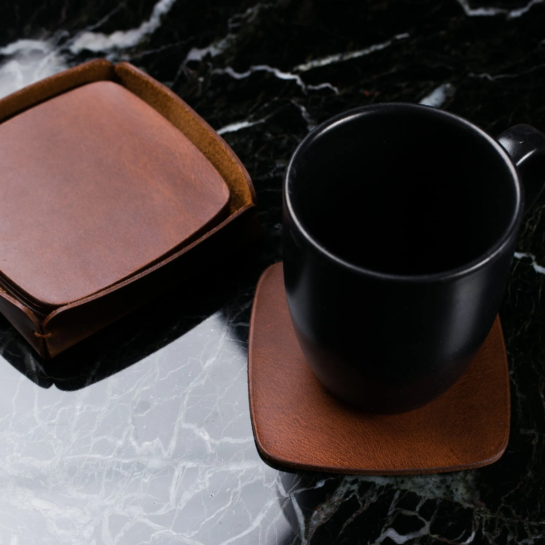 Leather Coaster Set of 5