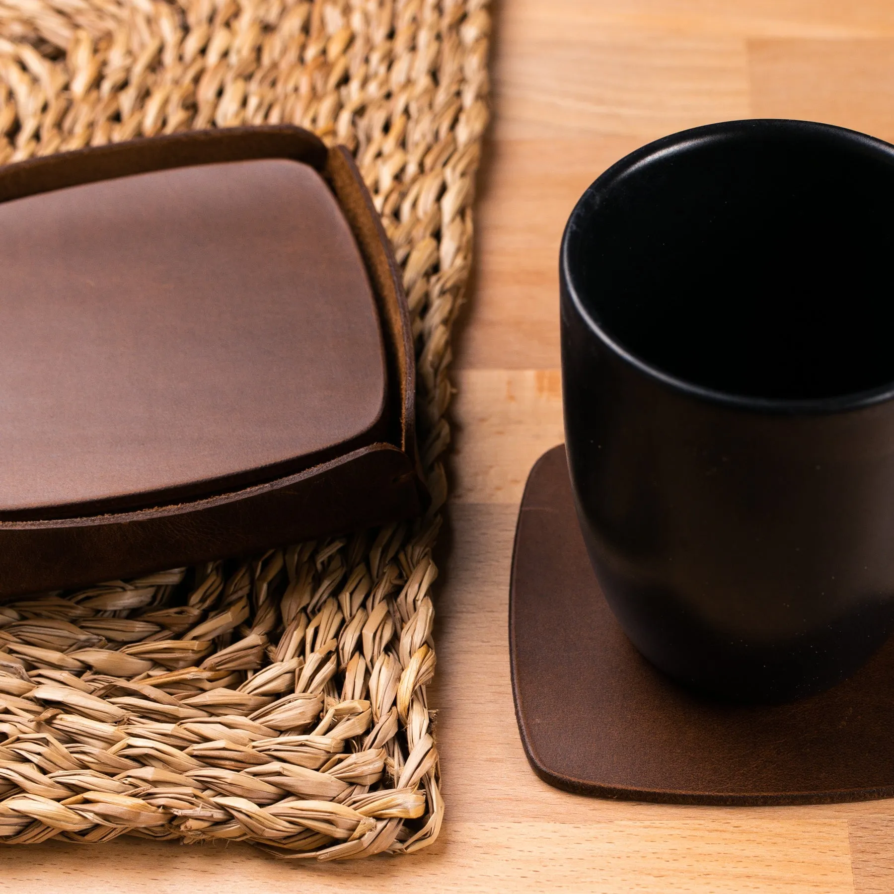 Leather Coaster Set of 5