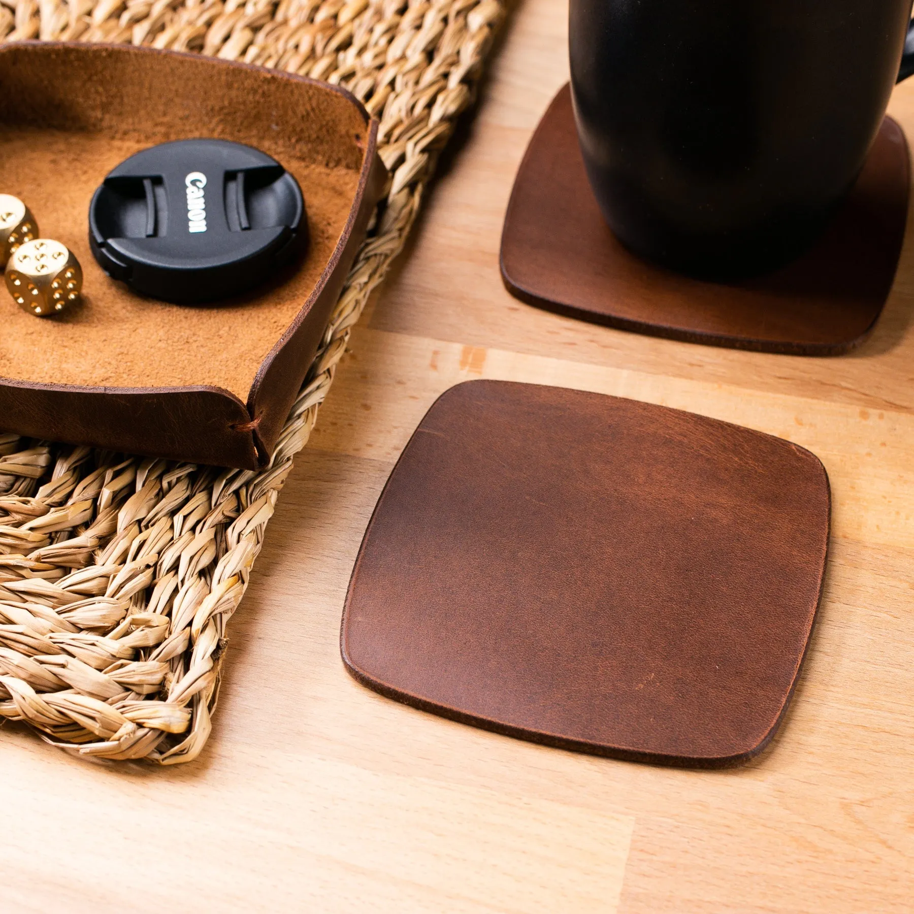 Leather Coaster Set of 5