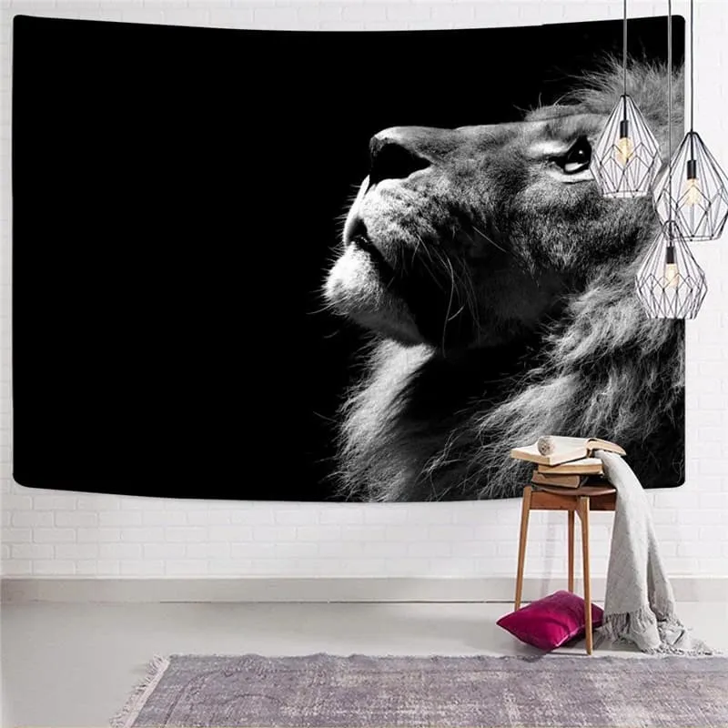 Lion Tapestry Animal Rug Wall Anime Wall Tapestry Black Home Tapestrys Harajuku Tenture Mandala
