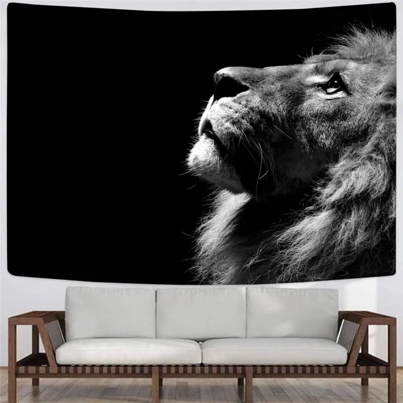 Lion Tapestry Animal Rug Wall Anime Wall Tapestry Black Home Tapestrys Harajuku Tenture Mandala
