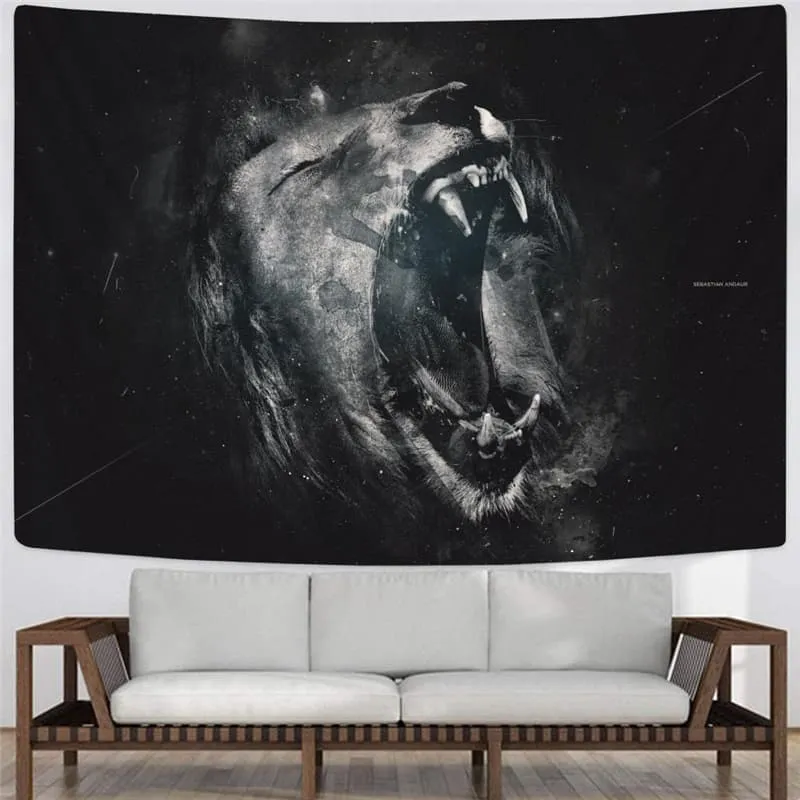 Lion Tapestry Animal Wall Tapestry Anime Tenture Mandala Ferocious Rug Wall Street Home Tapestrys