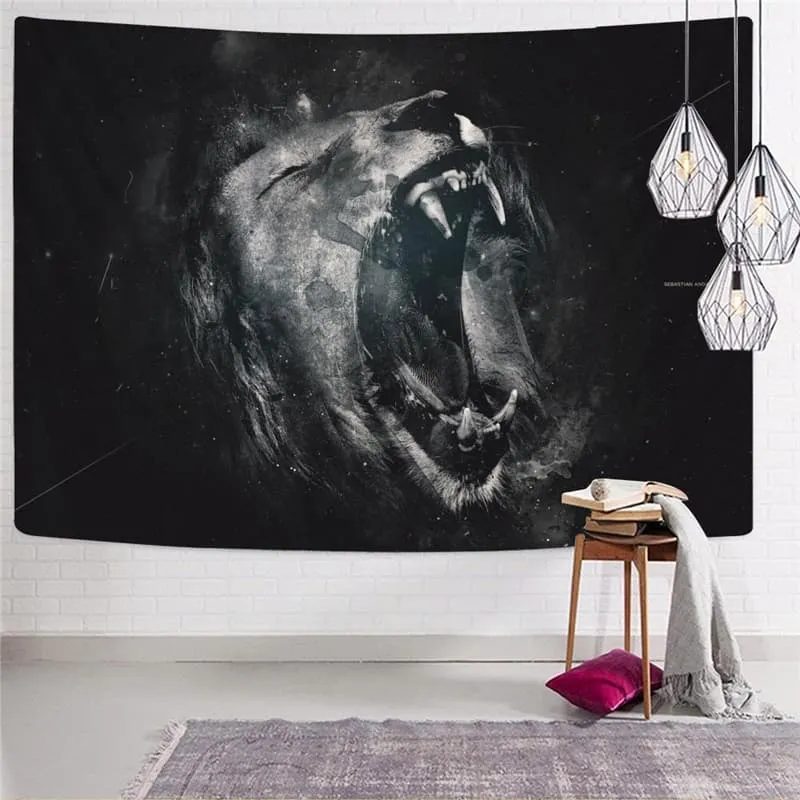 Lion Tapestry Animal Wall Tapestry Anime Tenture Mandala Ferocious Rug Wall Street Home Tapestrys