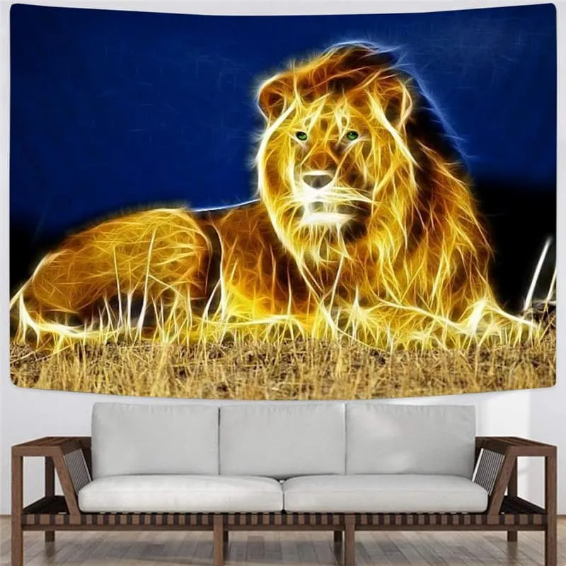 Lion Tapiz Animal Tapestries Anime Tenture Mandala Harajuku Wall Tapestry Lightning Home Tapestrys