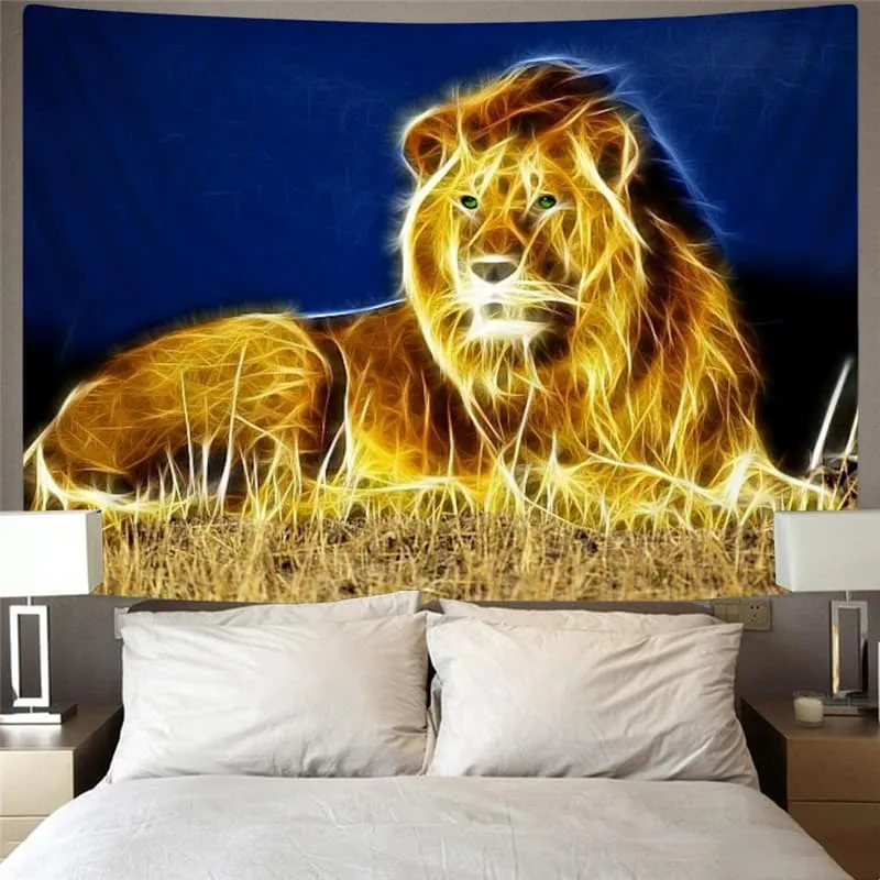 Lion Tapiz Animal Tapestries Anime Tenture Mandala Harajuku Wall Tapestry Lightning Home Tapestrys