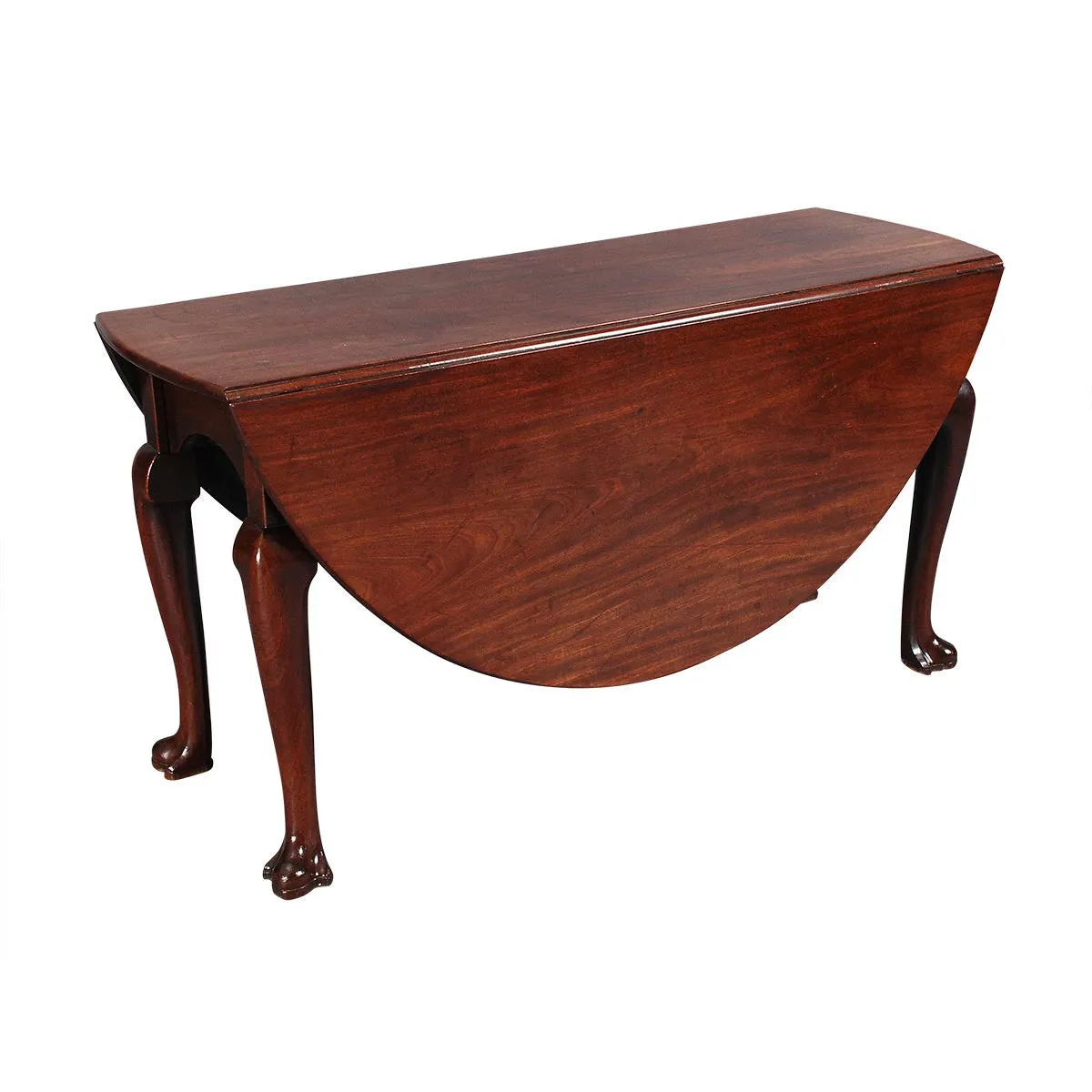 Mahogany Drop Leaf Table with Cabriole Legs and Trifid Feet