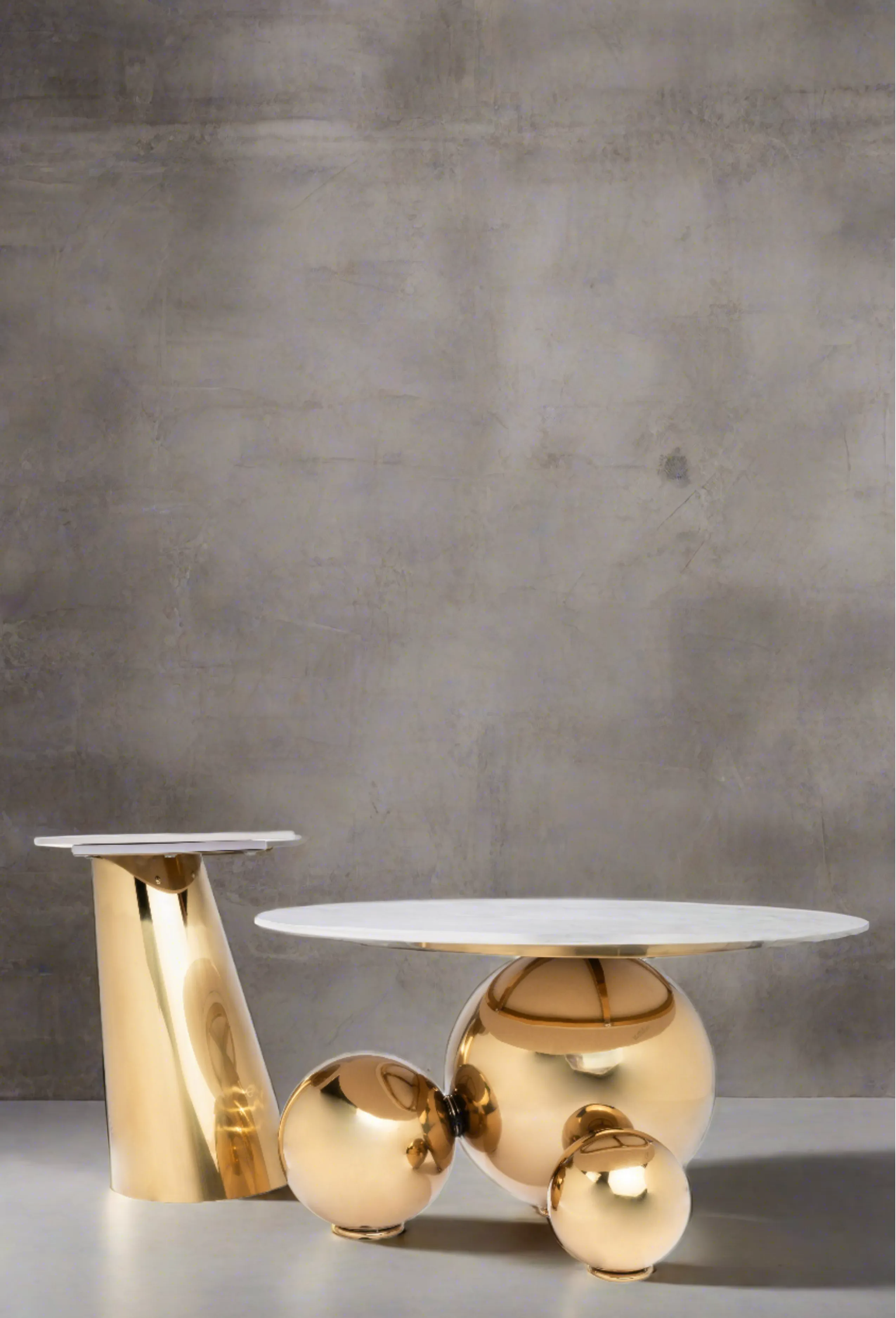 Margot Set of 2 Marble Top Ball Feet Coffee Table Set