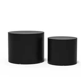 MDF with ash/oak/walnut veneer side table/coffee table/end table/nesting table set of 2(black),for living room,office,bedroom，Black Oak