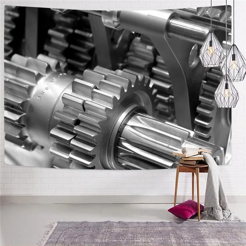 Metal Tapiz Engine Home Tapestrys Gear Tapestries Punk Rock Tenture Mandala