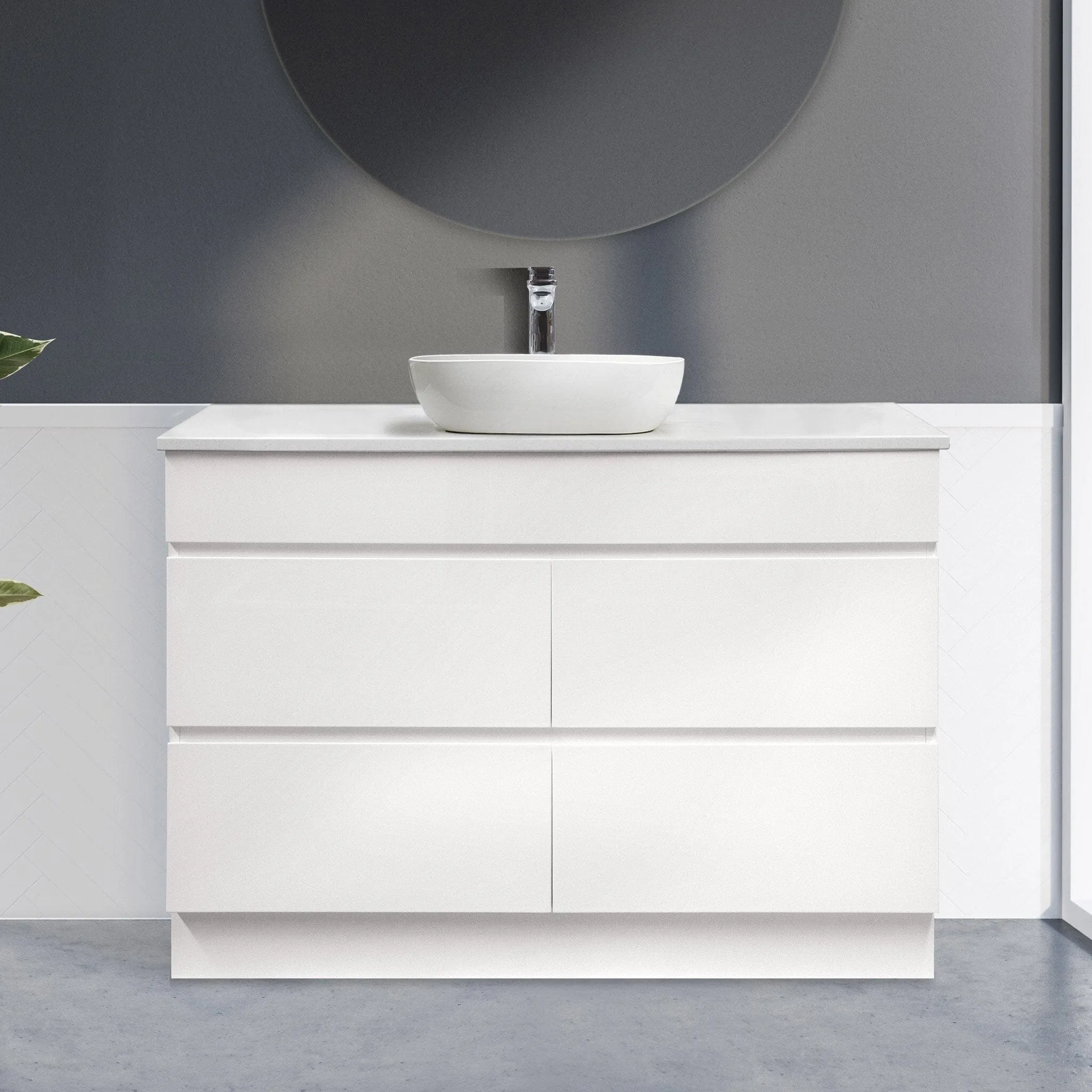 Mia 1200mm Freestanding Bathroom Vanity Single Bowl   Bliss Stone Top