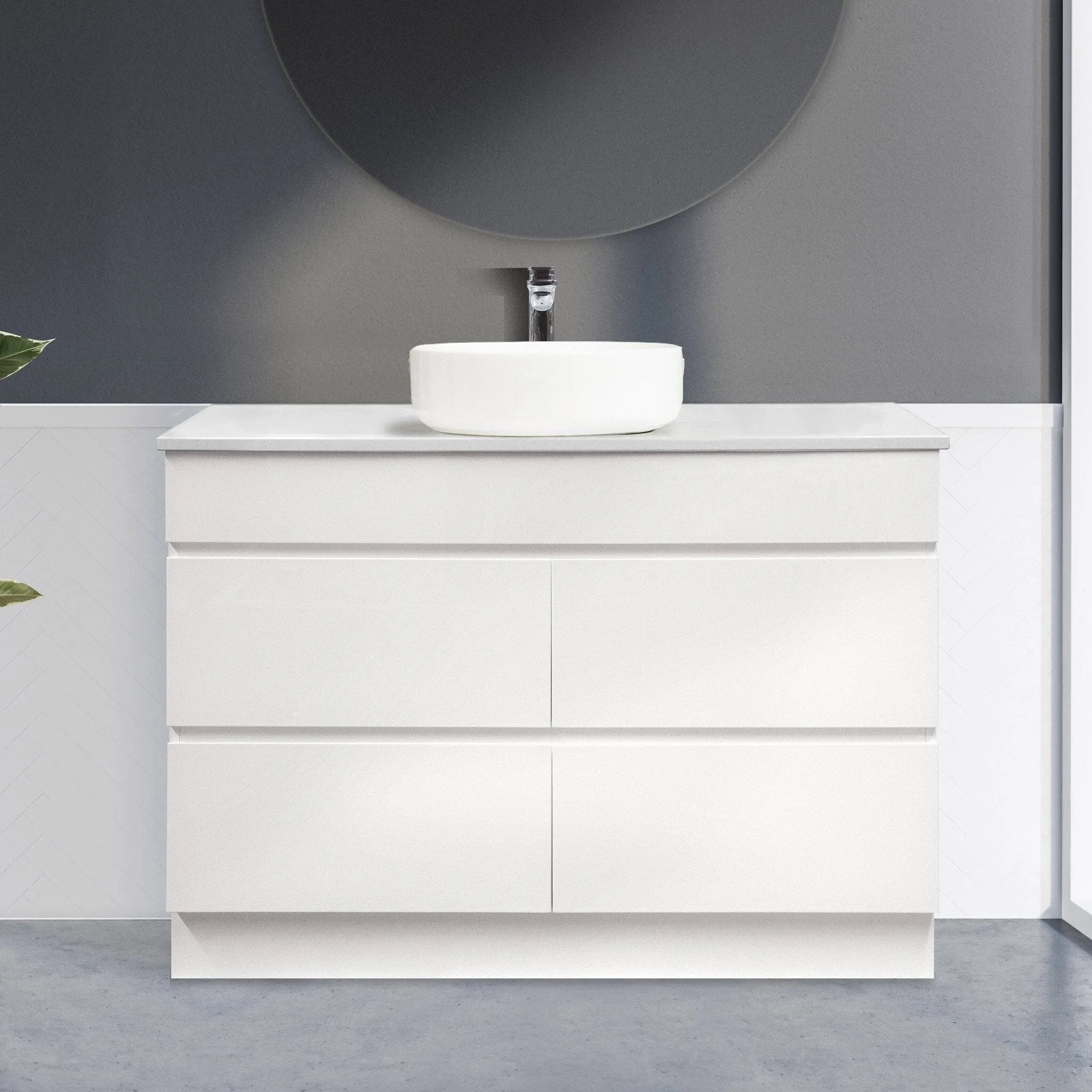 Mia 1200mm Freestanding Bathroom Vanity Single Bowl   Bliss Stone Top