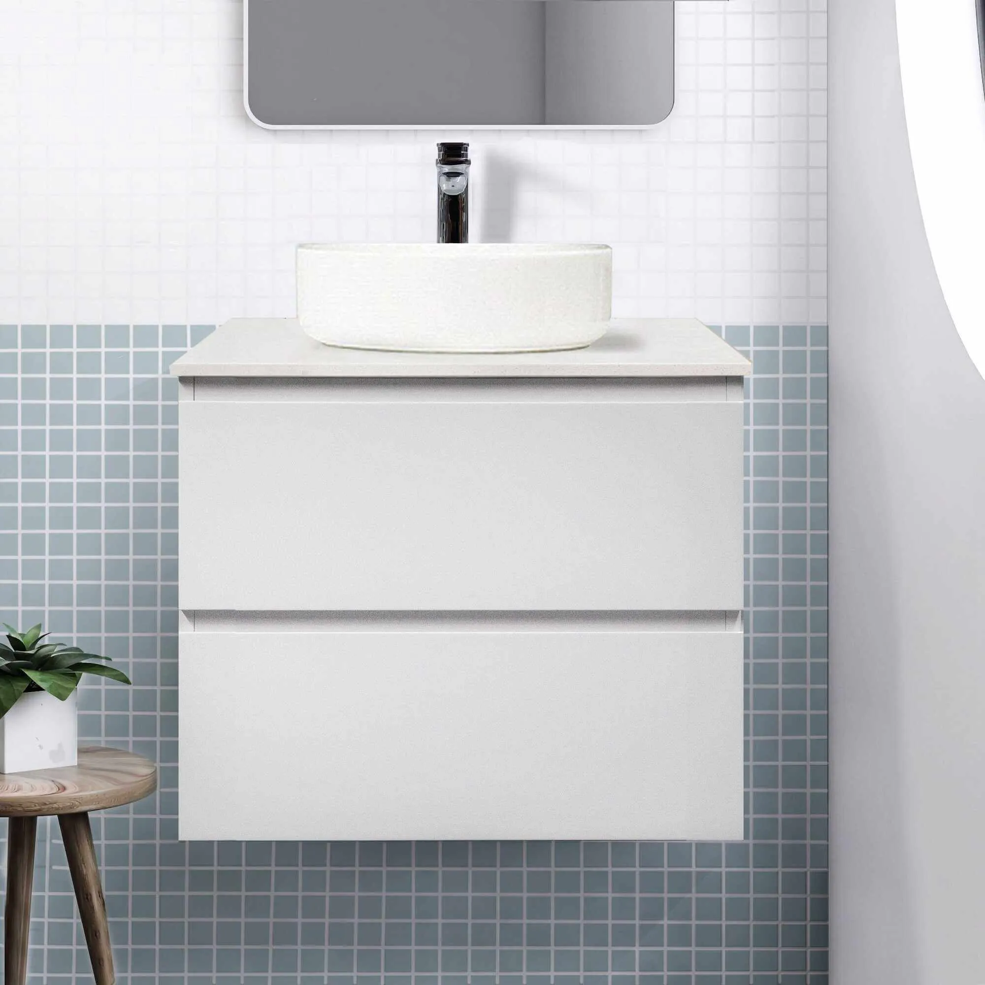 Mia 600mm Wall Hung Bathroom Vanity   Bliss Stone Top