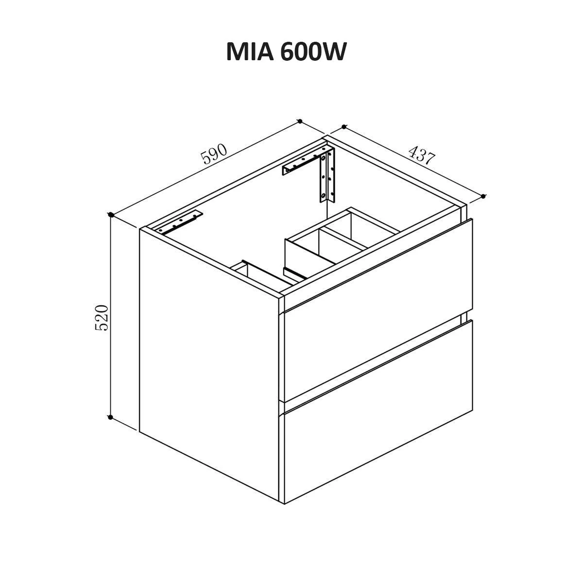 Mia 600mm Wall Hung Bathroom Vanity