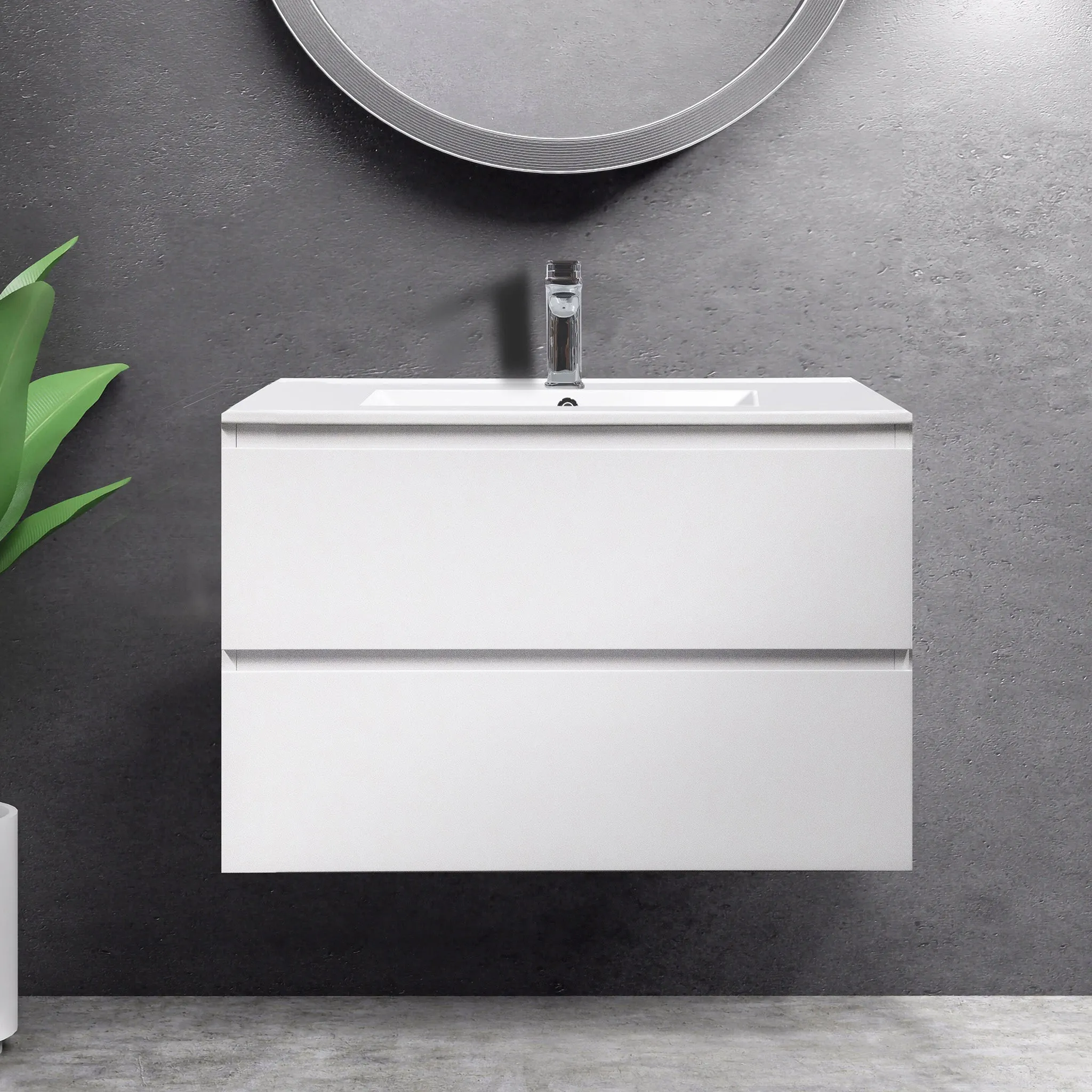 Mia 750mm Wall Hung Vanity   Ceramic Top