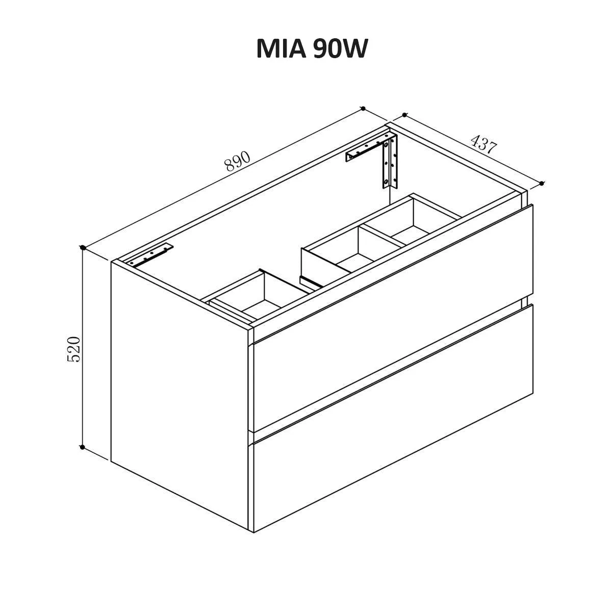 Mia 900mm Wall Hung Vanity   Bliss Stone Top