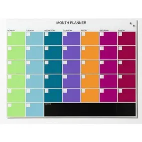 Naga Magnetic Glassboard Month Planner 600 X 800Mm Multi Colour