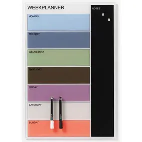 Naga Magnetic Glassboard Week Planner 400 X 600Mm Multi Colour