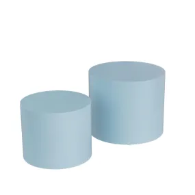Nesting table set of 2 MDF Side Table Round Shape Blue