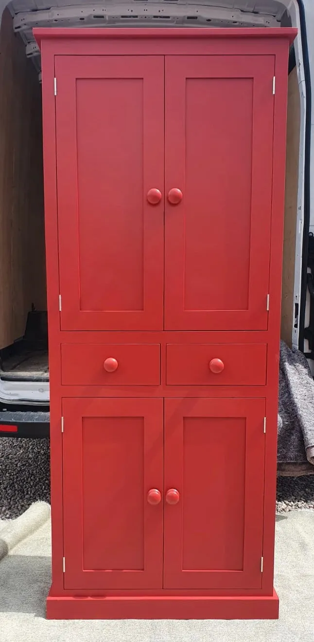 **NEW! Larder Pantry Kitchen Utility Cupboard with Spice Racks (40 cm deep) 2 Door over 2 Door with 2 Drawer Storage