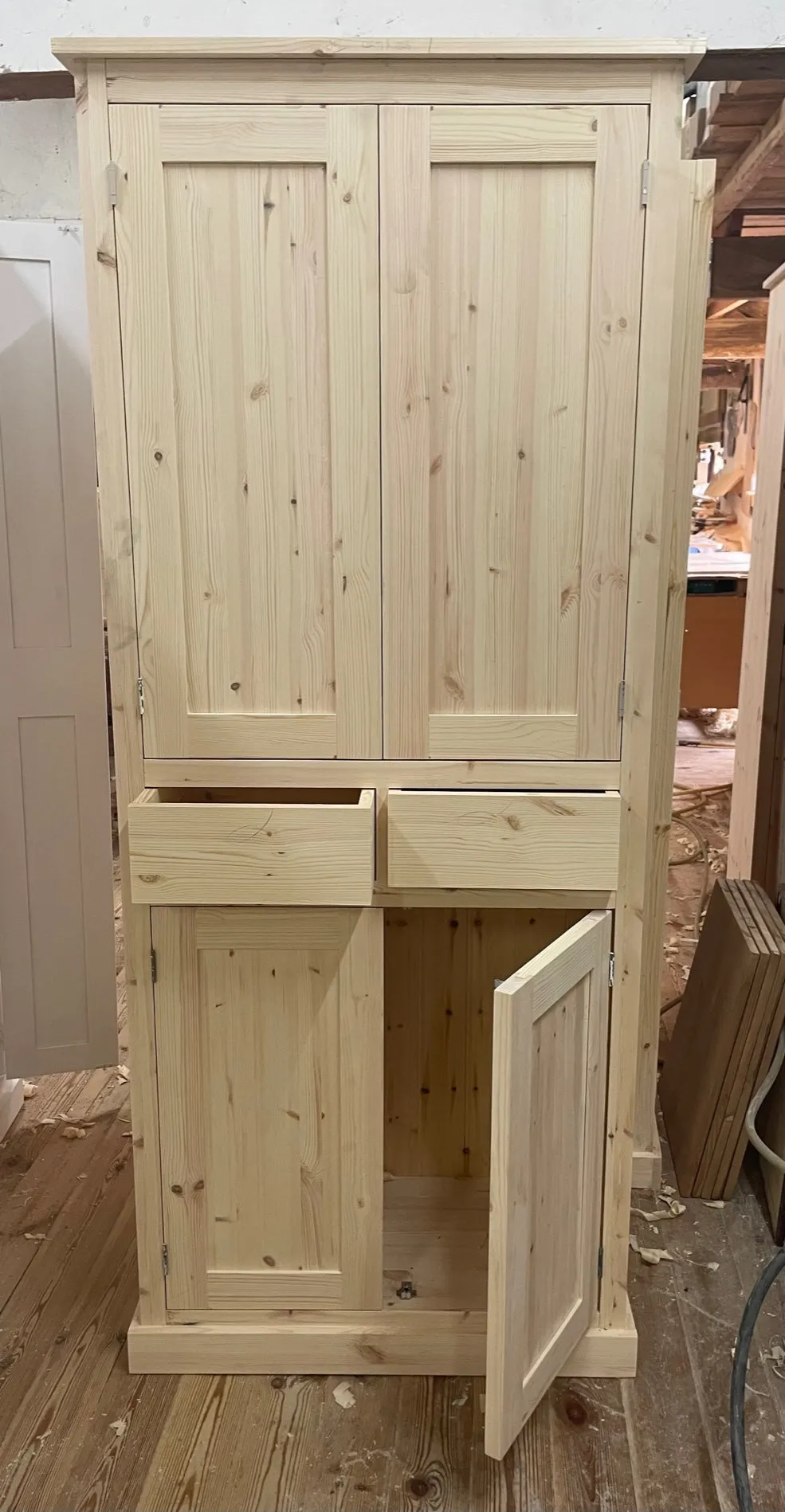 **NEW! Larder Pantry Kitchen Utility Cupboard with Spice Racks (40 cm deep) 2 Door over 2 Door with 2 Drawer Storage