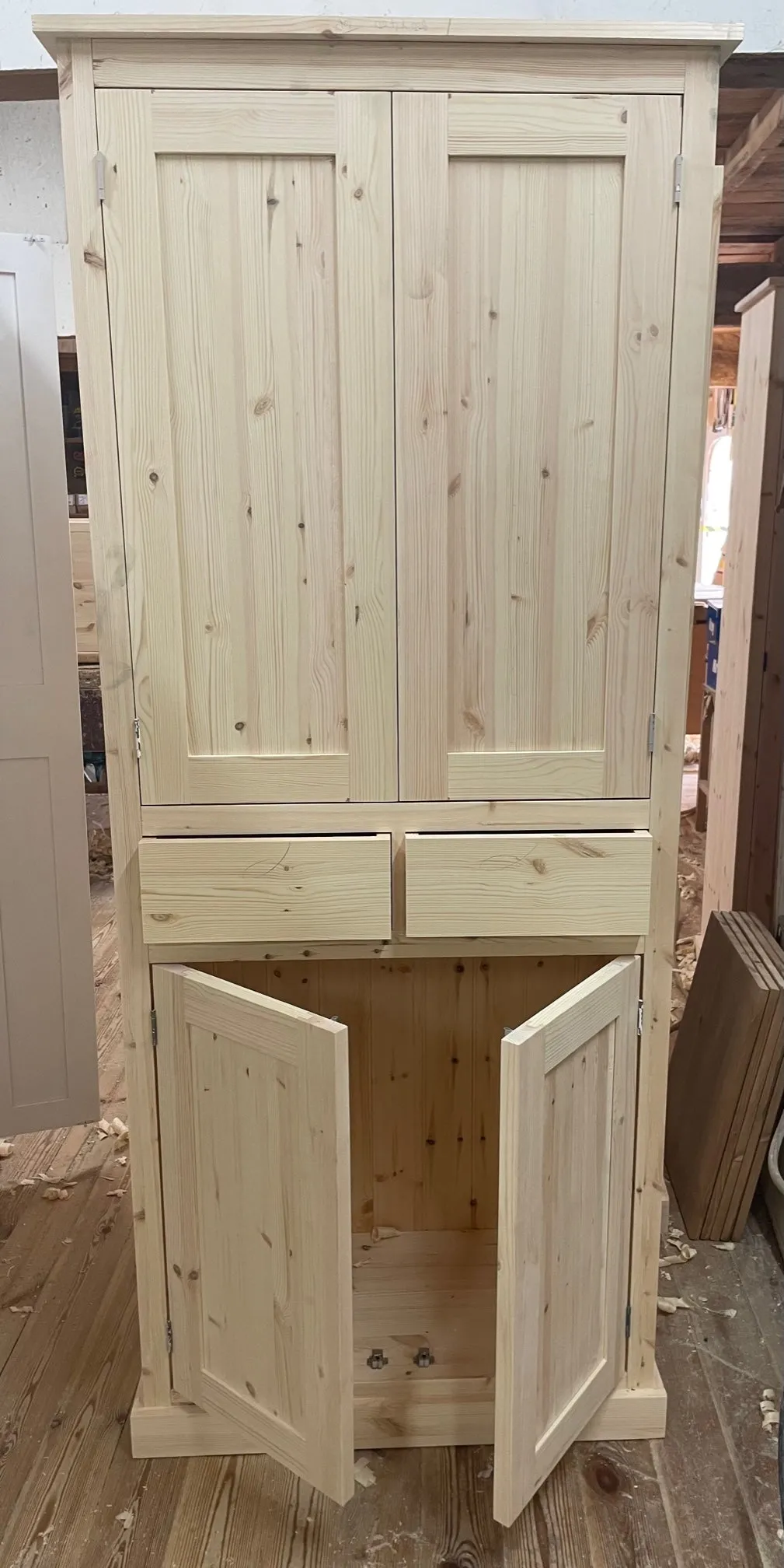 **NEW! Larder Pantry Kitchen Utility Cupboard with Spice Racks (40 cm deep) 2 Door over 2 Door with 2 Drawer Storage