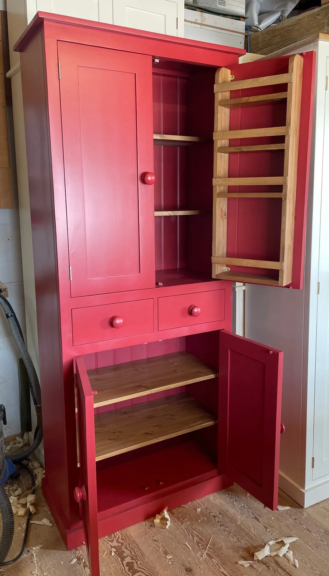 **NEW! Larder Pantry Kitchen Utility Cupboard with Spice Racks (40 cm deep) 2 Door over 2 Door with 2 Drawer Storage