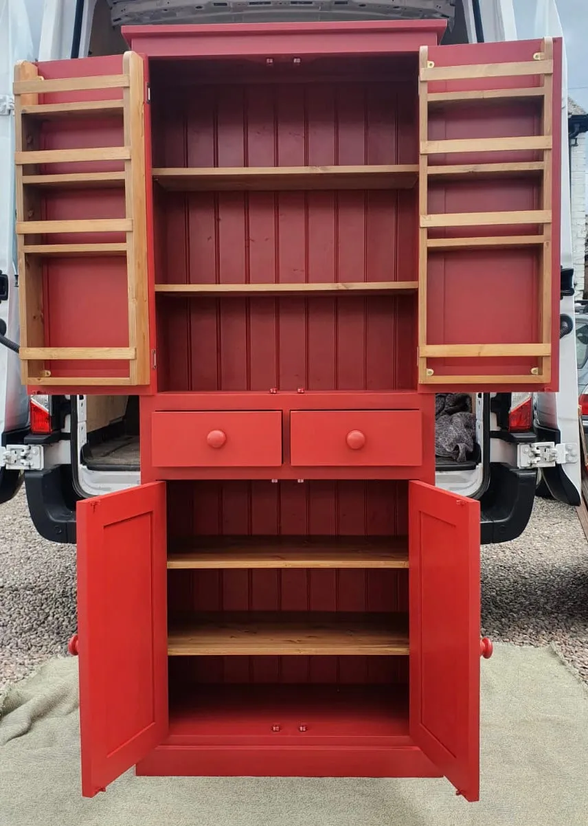 **NEW! Larder Pantry Kitchen Utility Cupboard with Spice Racks (40 cm deep) 2 Door over 2 Door with 2 Drawer Storage