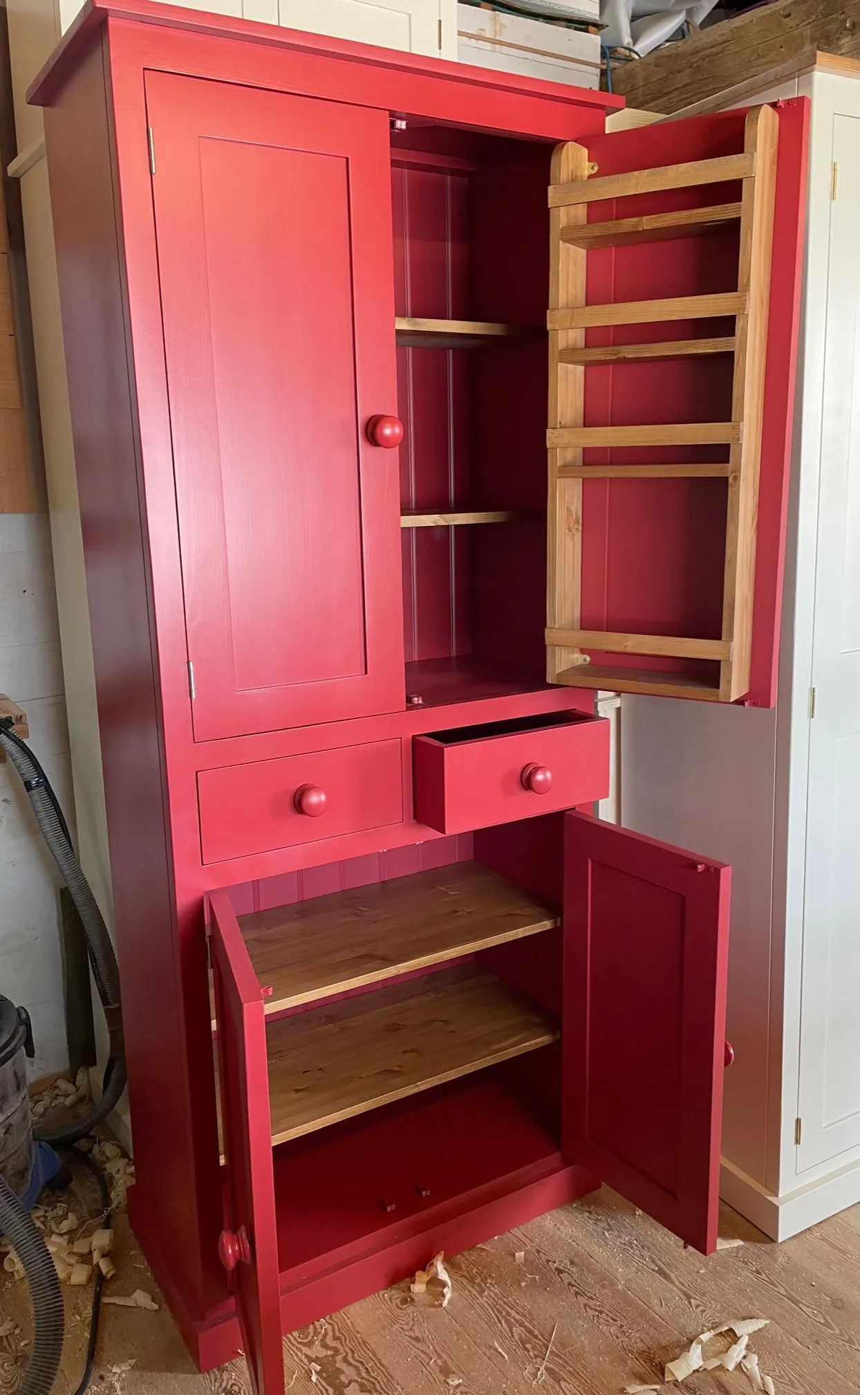 **NEW! Larder Pantry Kitchen Utility Cupboard with Spice Racks (40 cm deep) 2 Door over 2 Door with 2 Drawer Storage