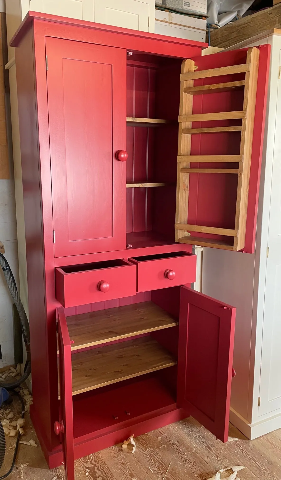 **NEW! Larder Pantry Kitchen Utility Cupboard with Spice Racks (40 cm deep) 2 Door over 2 Door with 2 Drawer Storage