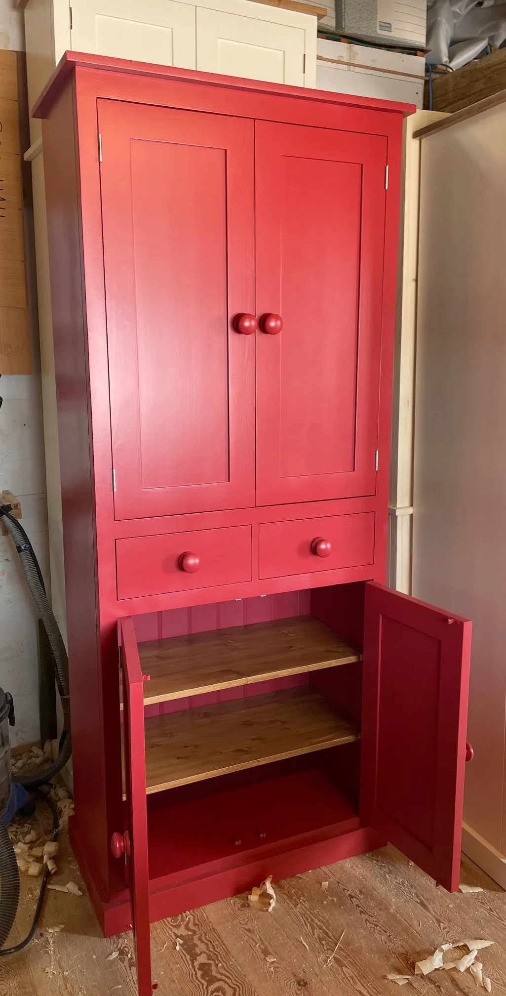 **NEW! Larder Pantry Kitchen Utility Cupboard with Spice Racks (40 cm deep) 2 Door over 2 Door with 2 Drawer Storage