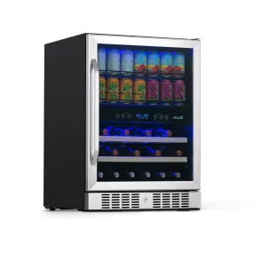 Newair® 70-Can, 20-Bottle Built-in Dual Zone Beverage Fridge - 24"