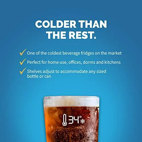 NewAir Beverage Refrigerator Cooler with 126 Can Capacity - Mini Bar Beer Fridge with Right Hinge Glass Door - Cools to 34F - AB-1200 - Stainless Steel