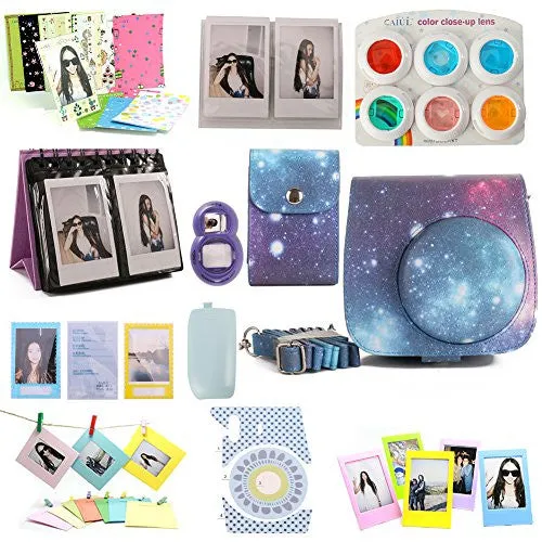 Nodartisan 12 in 1 Instax Mini 8/8  Accessory Bundles (Galaxy Mini 8 Case/Photo Case/Album/Hang Album/Lens/Filters/Film Frames/Hang Frames/Film Sticker/Camera Sticker/Battery Cover/Film Pouch)